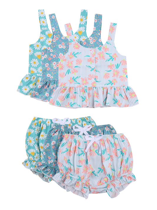 2 Pc -  Small Daisy Print Camisole + Shorts